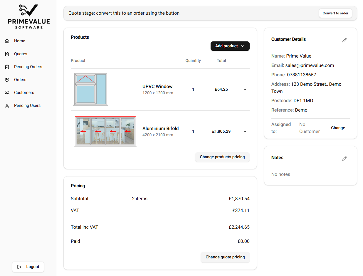PrimeValue Software Configurator Interface